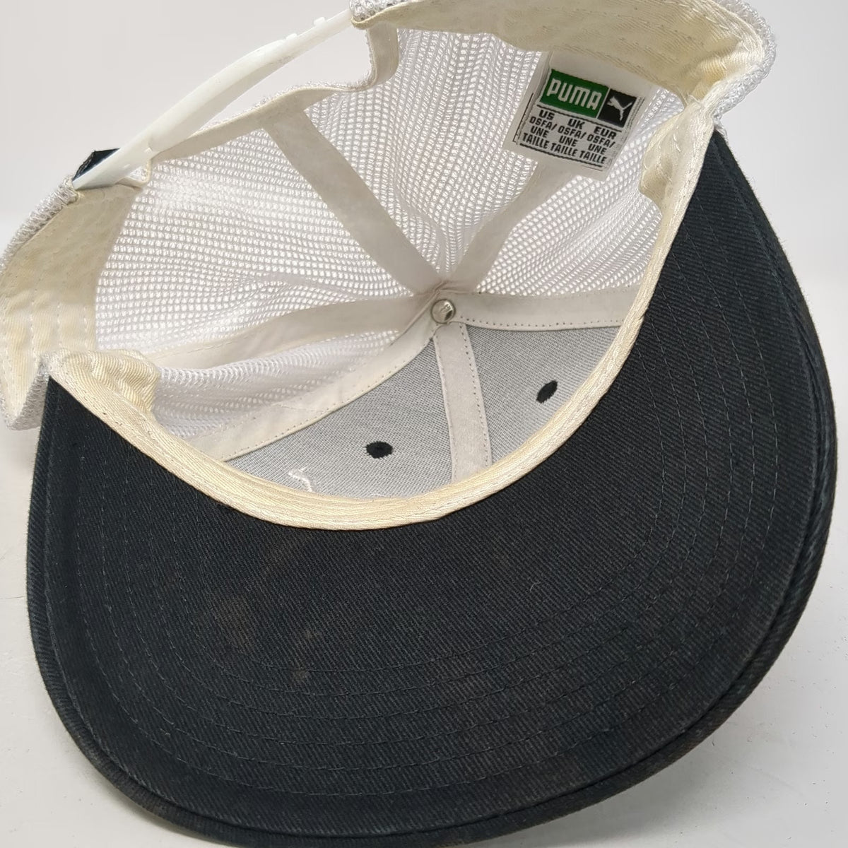 Puma Trucker Hat Black One Size Mesh Back Snapback Embroidered Logo Athletic