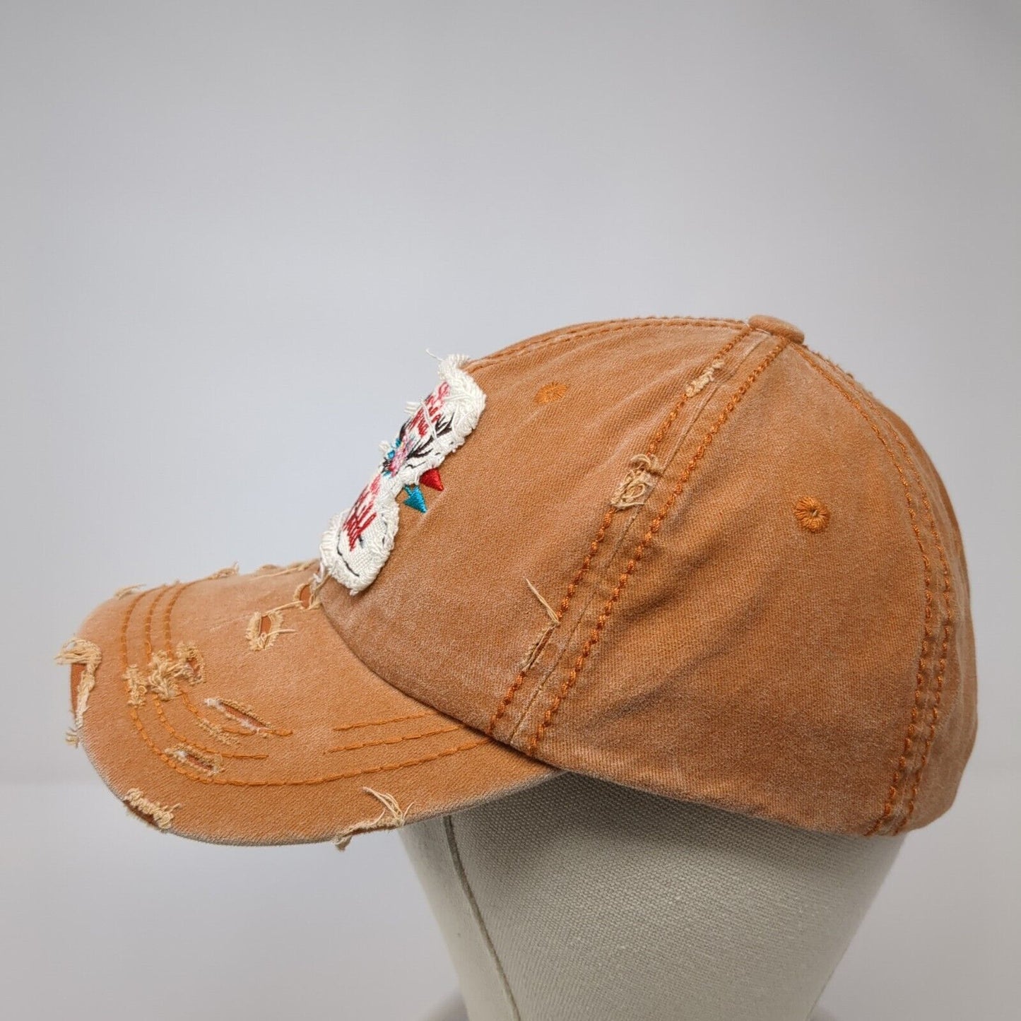 Stay Wild My Child Strapback Hat Brown OS Adjustable Distressed 4350 District
