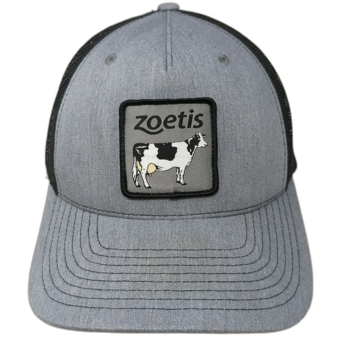 Richardson Trucker Hat Gray One Size Snapback Cow Patch Zoetis Animal Health