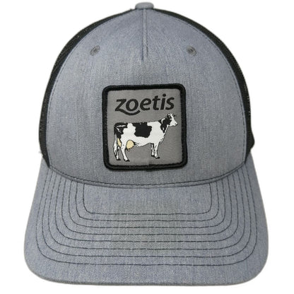 Richardson Trucker Hat Gray One Size Snapback Cow Patch Zoetis Animal Health