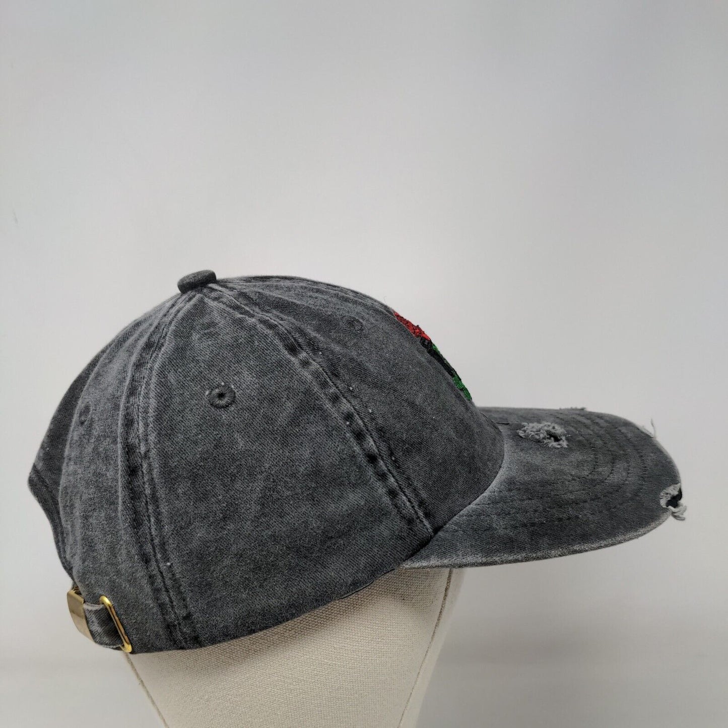 Red Rose Slideback Hat Gray One Size Embroidered Adjustable 6 Panel