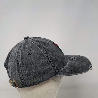 Red Rose Slideback Hat Gray One Size Embroidered Adjustable 6 Panel