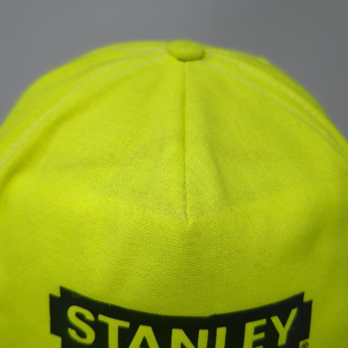 Stanley 5 Panel Green Hat Snapback Tool Brand Logo High Visibility Vintage