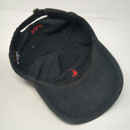 Polo Ralph Lauren Baseball Cap Black One Size Red Pony Logo Adjustable Strap Hat