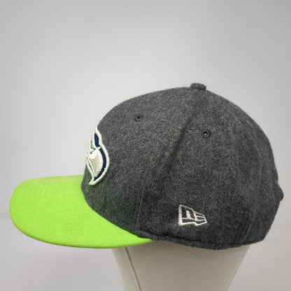New Era Snapback Hat Gray Green L Seattle Seahawks NFL Flat Brim Wool 9FIFTY