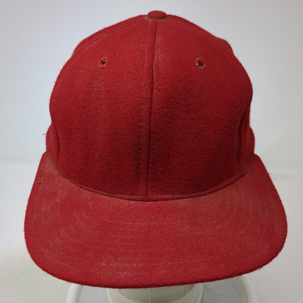 AJD Baseball Cap Red One Size Fitted Blank Green Underbrim Wool Pro-Cap Hat