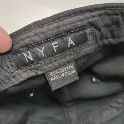 NYFA Baseball Cap Black One Size White Contrast Brim Piping Logo Strapback Hat