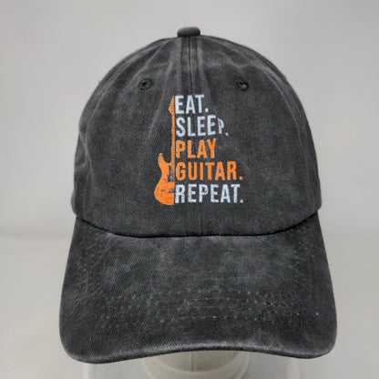 Eat Sleep Play Guitar Repeat Slideback Hat Gray One Size Adjustable