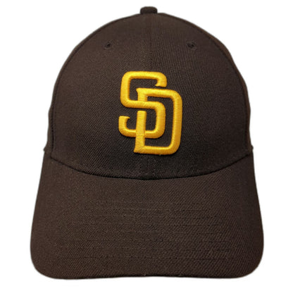 San Diego Padres MLB New Era Cap Brown Yellow L 39THIRTY Stretch Fit Logo Hat