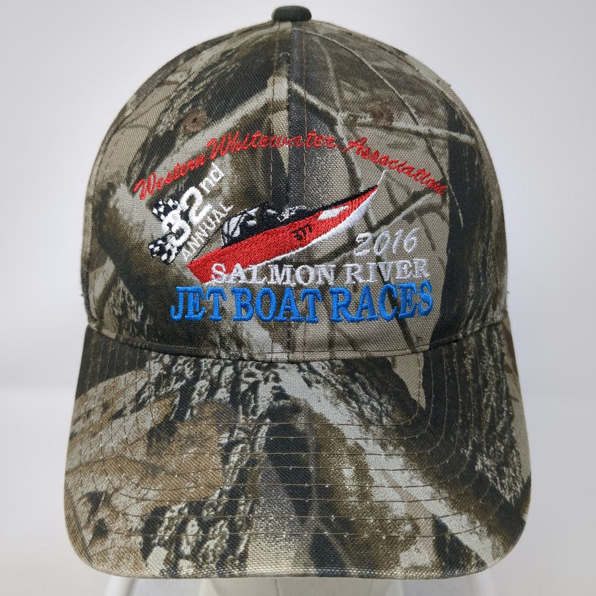 Port Authority Baseball Cap Brown One Size Camo Salmon River Jet Boat Races hat