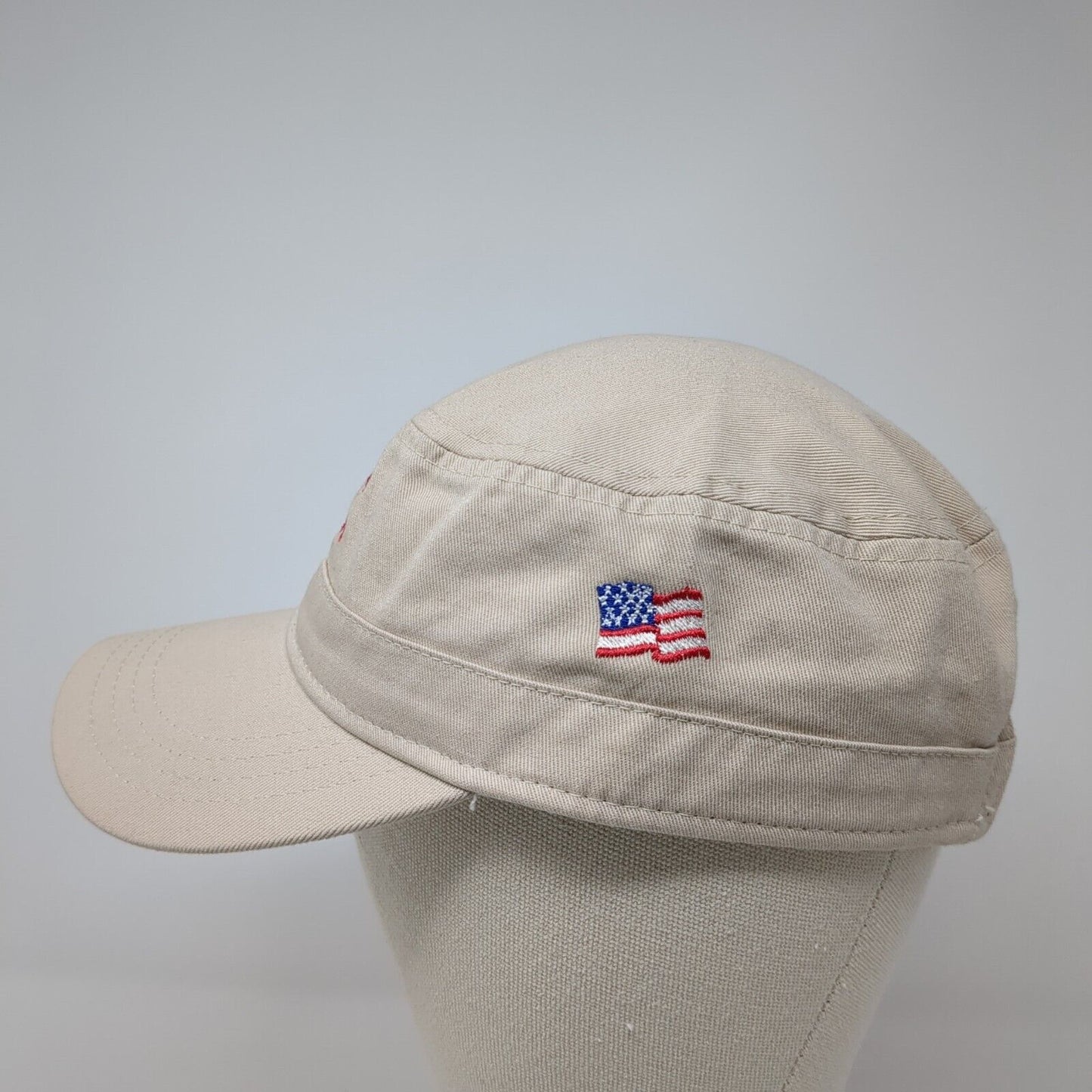 River Hair Don't Care Strapback Cadet Army Hat Tan One Size Embroidered