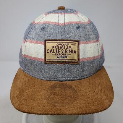 Official Baseball Cap Blue Red White Brown One Size Striped Suede Brim Patch Hat