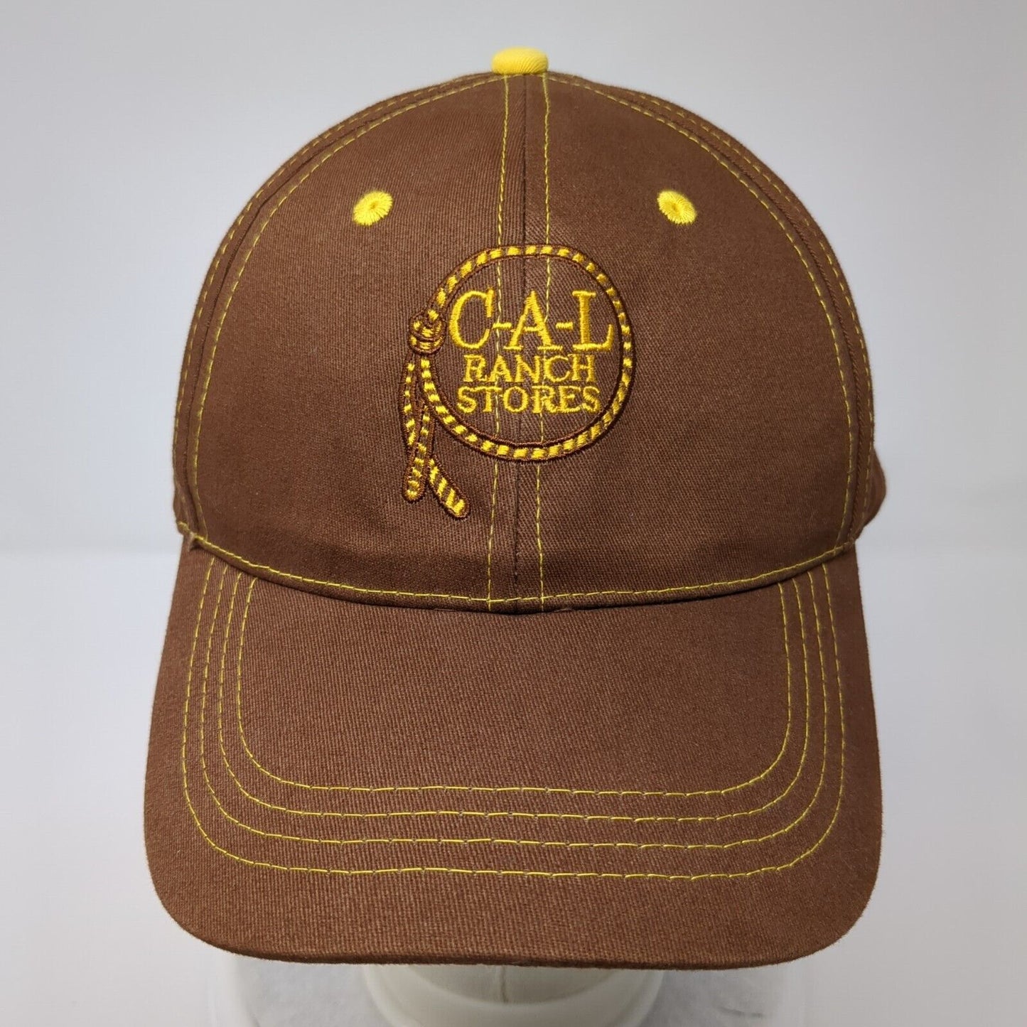 C-A-L Ranch Stores Strapback Hat Brown OSFA Adjustable Solid 6 Panel