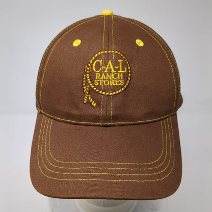 C-A-L Ranch Stores Strapback Hat Brown OSFA Adjustable Solid 6 Panel