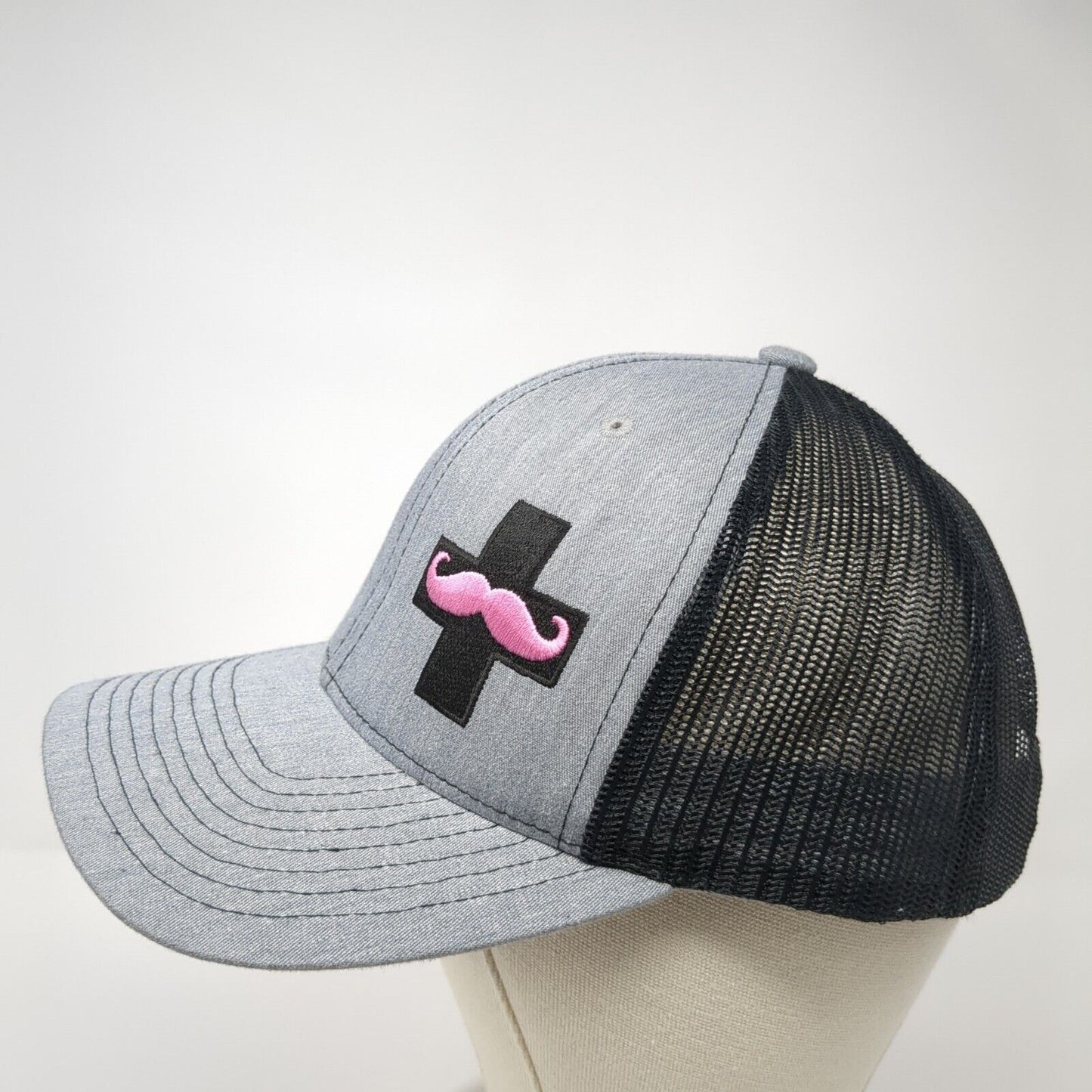 Cross Mustache Snapback Mesh Back Trucker Hat Gray One Size Richardson