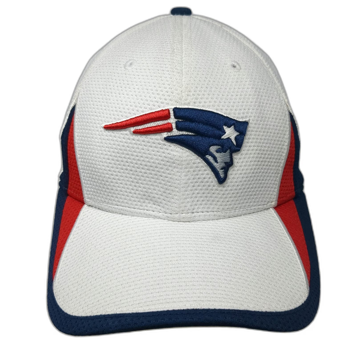 New England Patriots NFL New Era Cap White Size M 39THIRTY Stretch Fit Blue