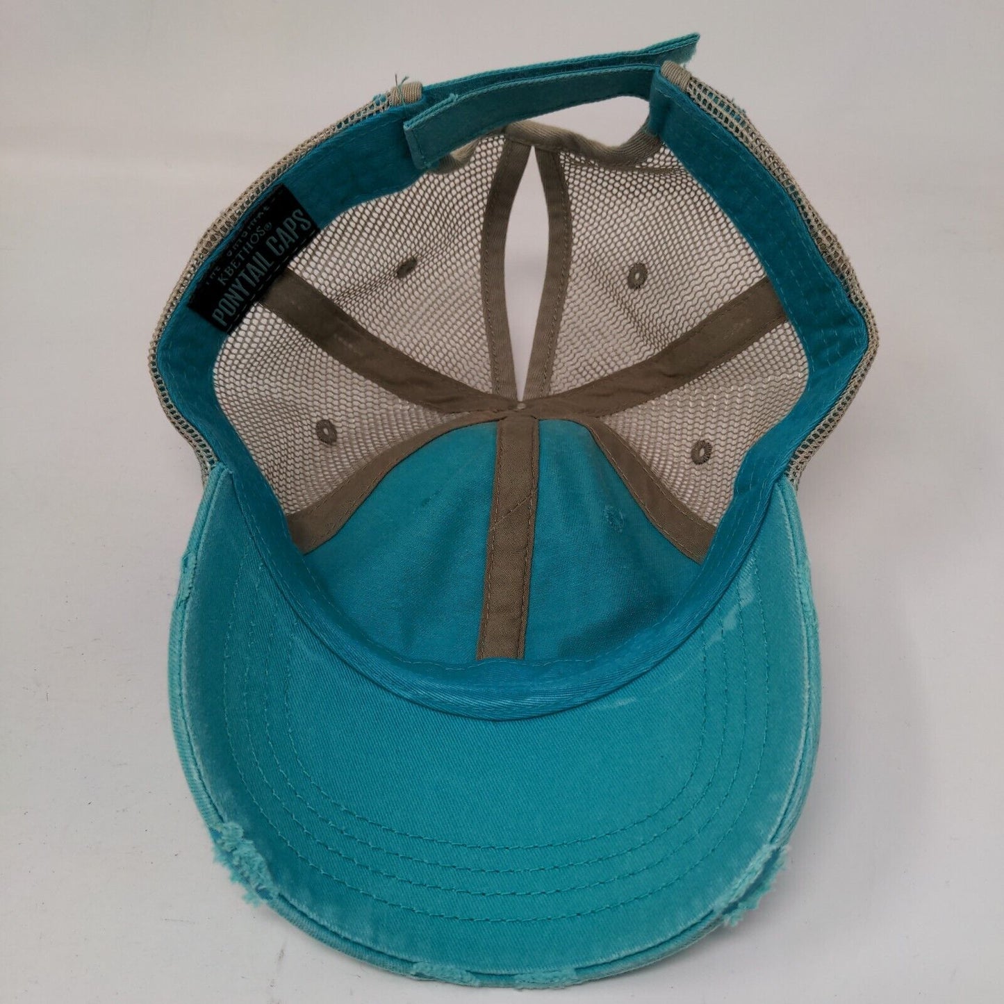 KB ETHOS Strapback Trucker Hat Ponytail Caps Multicolor OS Distressed Blank