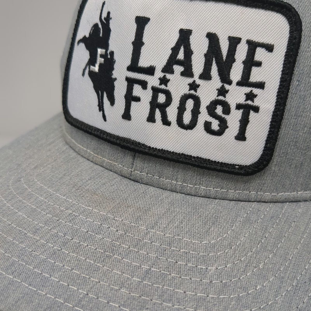 Richardson Trucker Hat Gray One Size Rodeo Bull Rider Lane Frost Patch 112 Snap