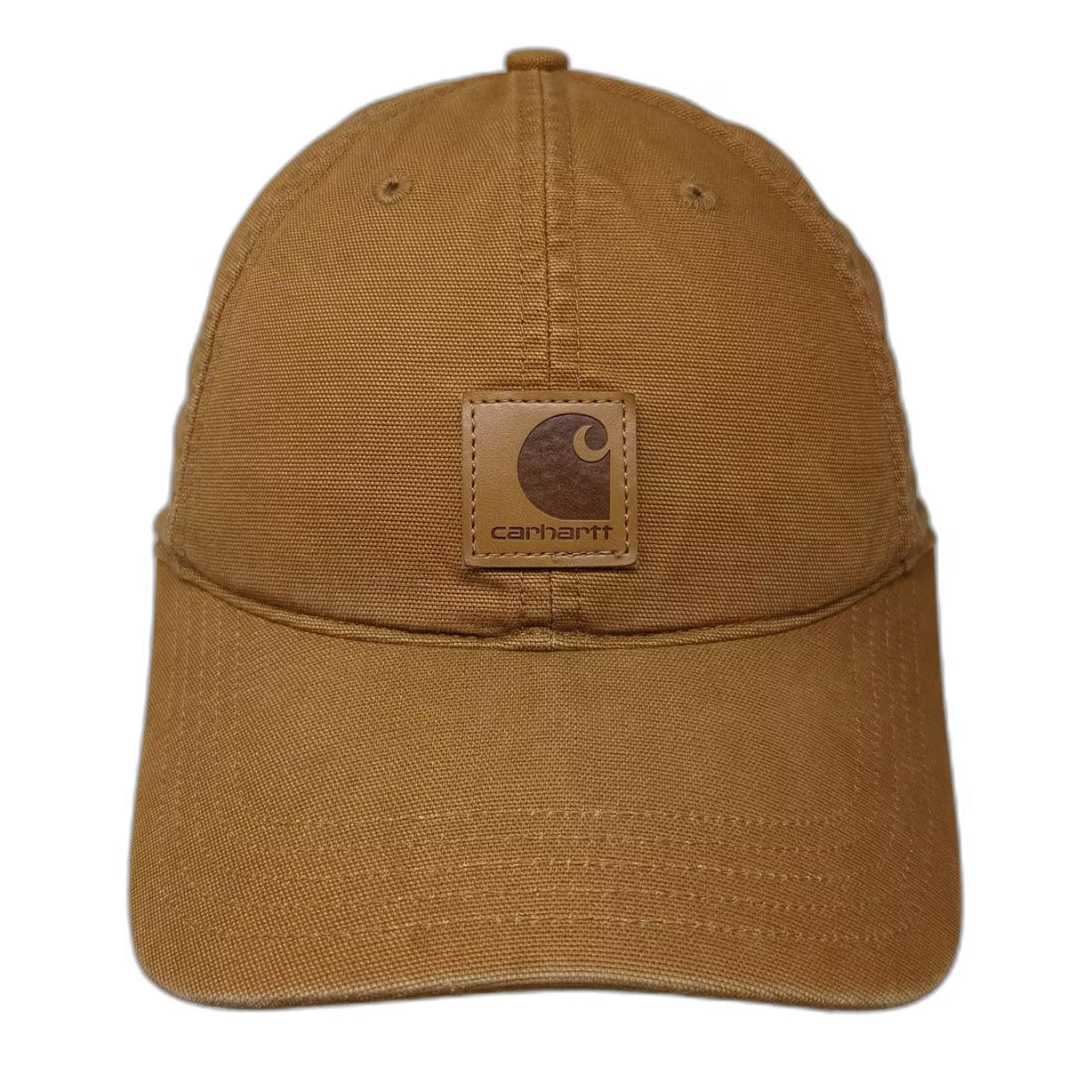Carhartt Brown Baseball Cap One Size Adjustable Leather Patch Cotton Hat