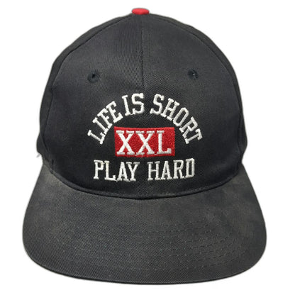 Reebok Snapback Hat Black One Size Green Under Brim Life Is Short XXL Play Hard
