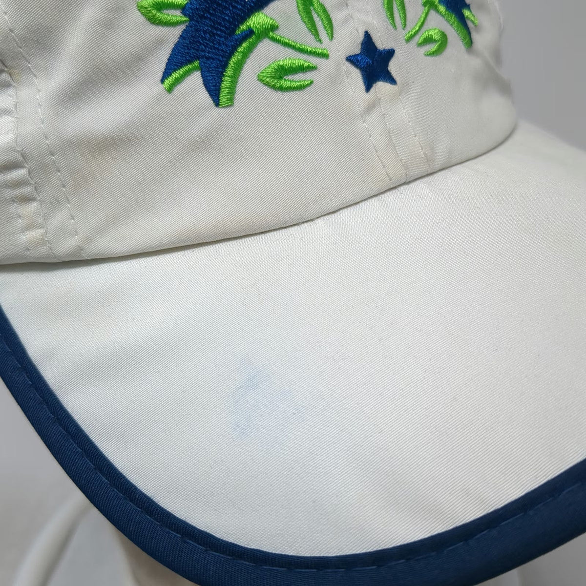 Leslie Jordan Baseball Cap White Blue Green One Size Jeff Galloway Training Hat