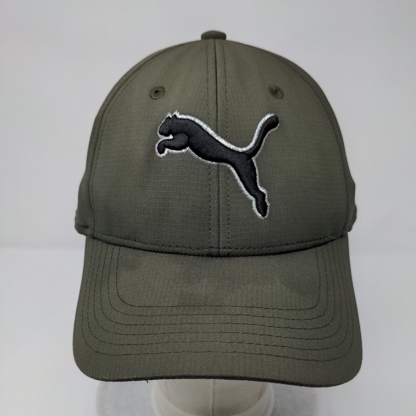 PUMA Fitted Hat Green L/XL Embroidered Lightweight Vented Holes 6 Panel