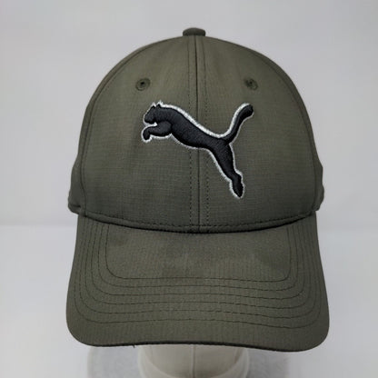 PUMA Fitted Hat Green L/XL Embroidered Lightweight Vented Holes 6 Panel