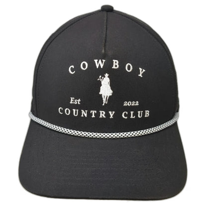 Cowboy Country Club 5 Panel Black Hat One Size Braided Rope Snapback Golf Cap