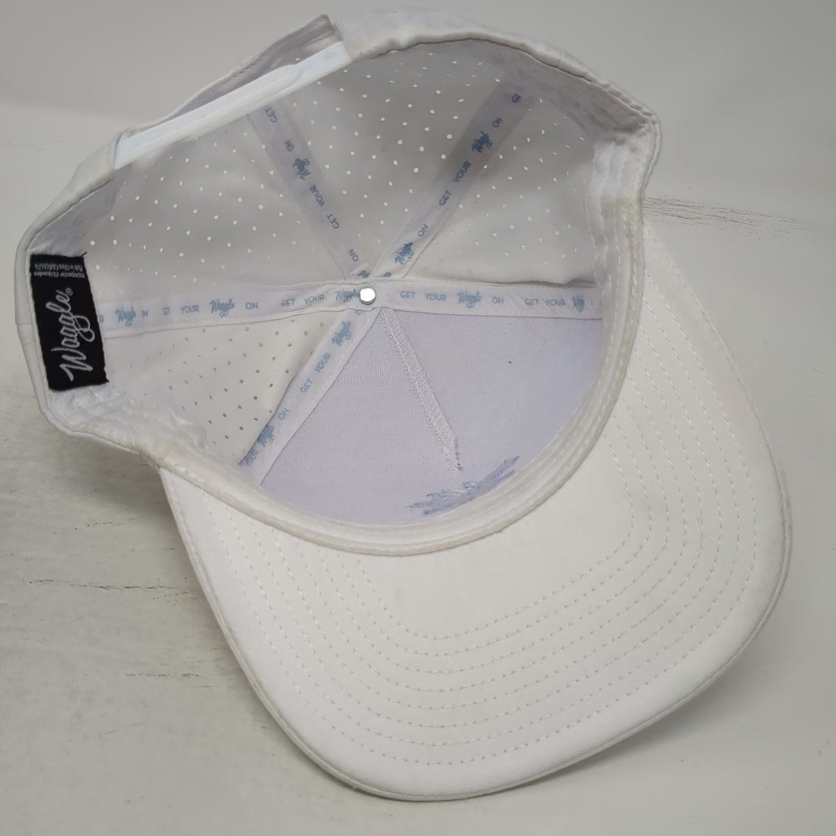 Waggle Trucker Hat White One Size Palm Tree Perforated Performance Snapback