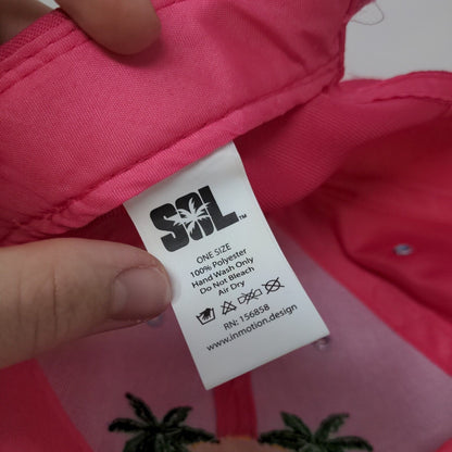Palm Trees Strapback Hat Pink One Size Adjustable Embroidered 6 Panel SOL