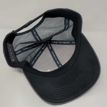 Simms Fishing Snapback Trucker Hat Gray One Size Mesh Back Outdoor