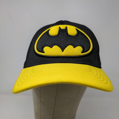 Batman Men's Snapback Hat Black Yellow Embroidered Big Logo Adjustable