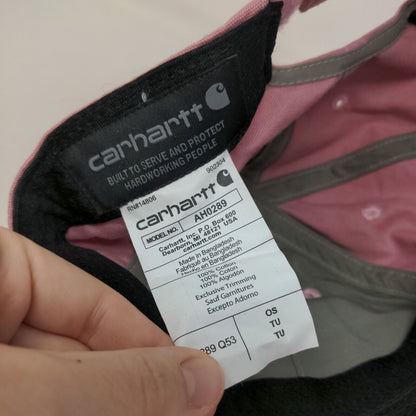 Carhartt Strapback Hat Pink One Size Adjustable Embroidered Logo 6 Panel