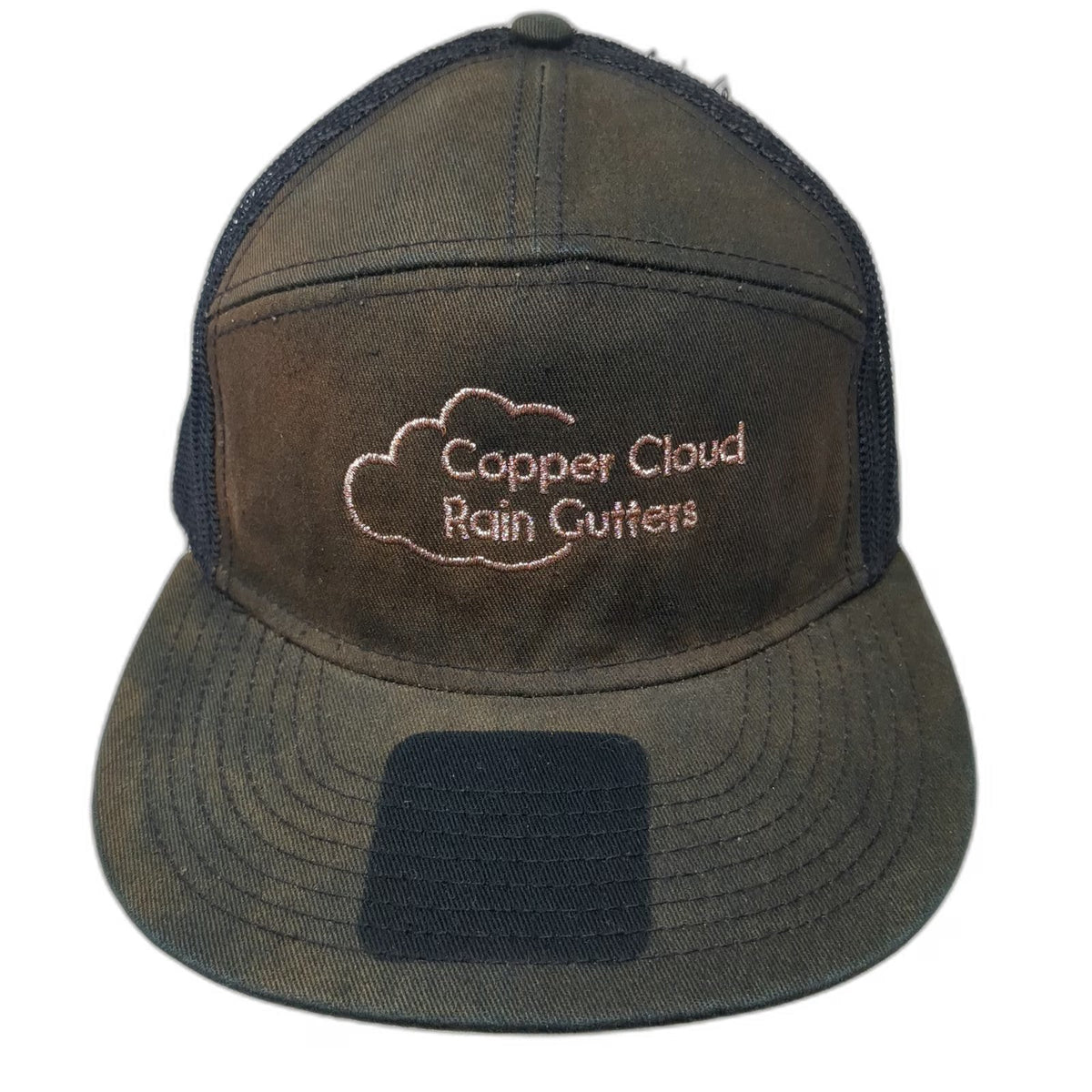 Otto Trucker Hat Black OSFM Copper Cloud Rain Gutters Mesh Snapback Flat Bill