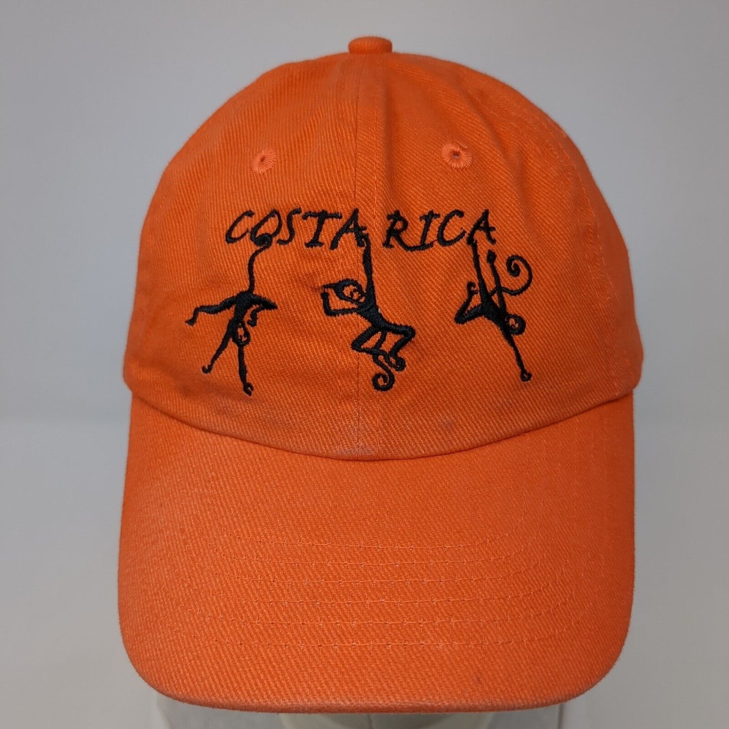 Costa Rica Pura Vida Strapback Hat Orange One Size Embroidered Morpho