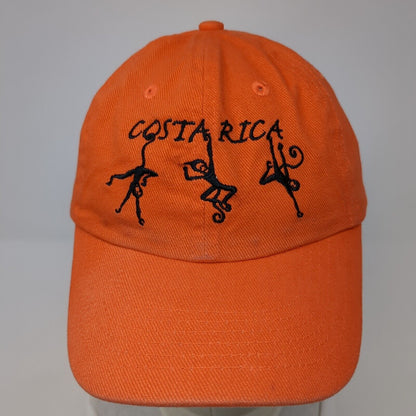 Costa Rica Pura Vida Strapback Hat Orange One Size Embroidered Morpho