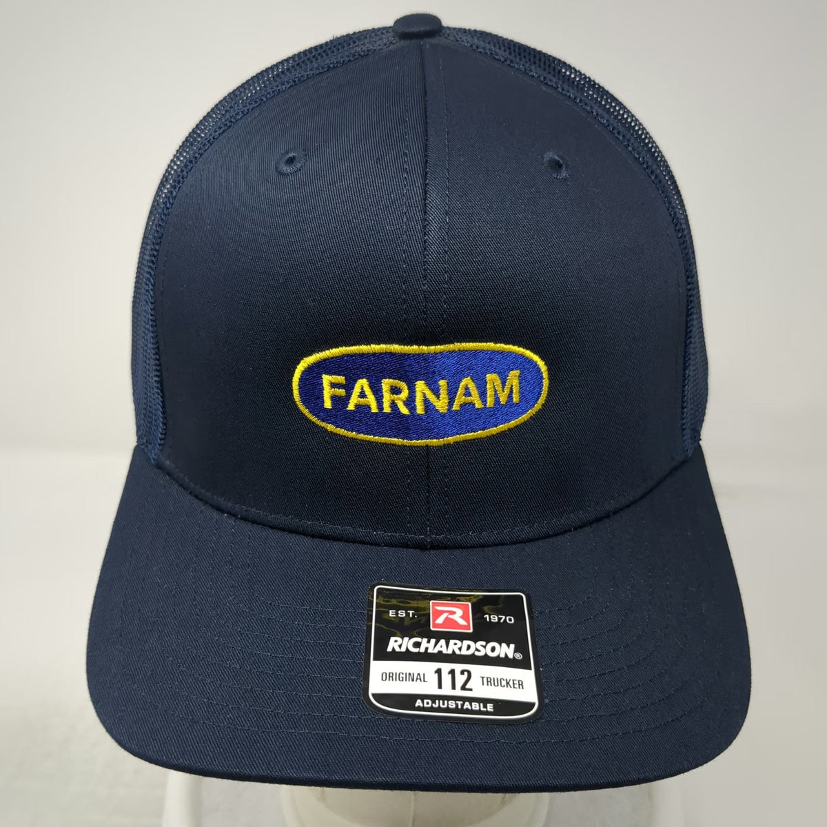 Richardson Trucker Hat Blue One Size Farnam Embroidered Patch Mesh Snapback 112