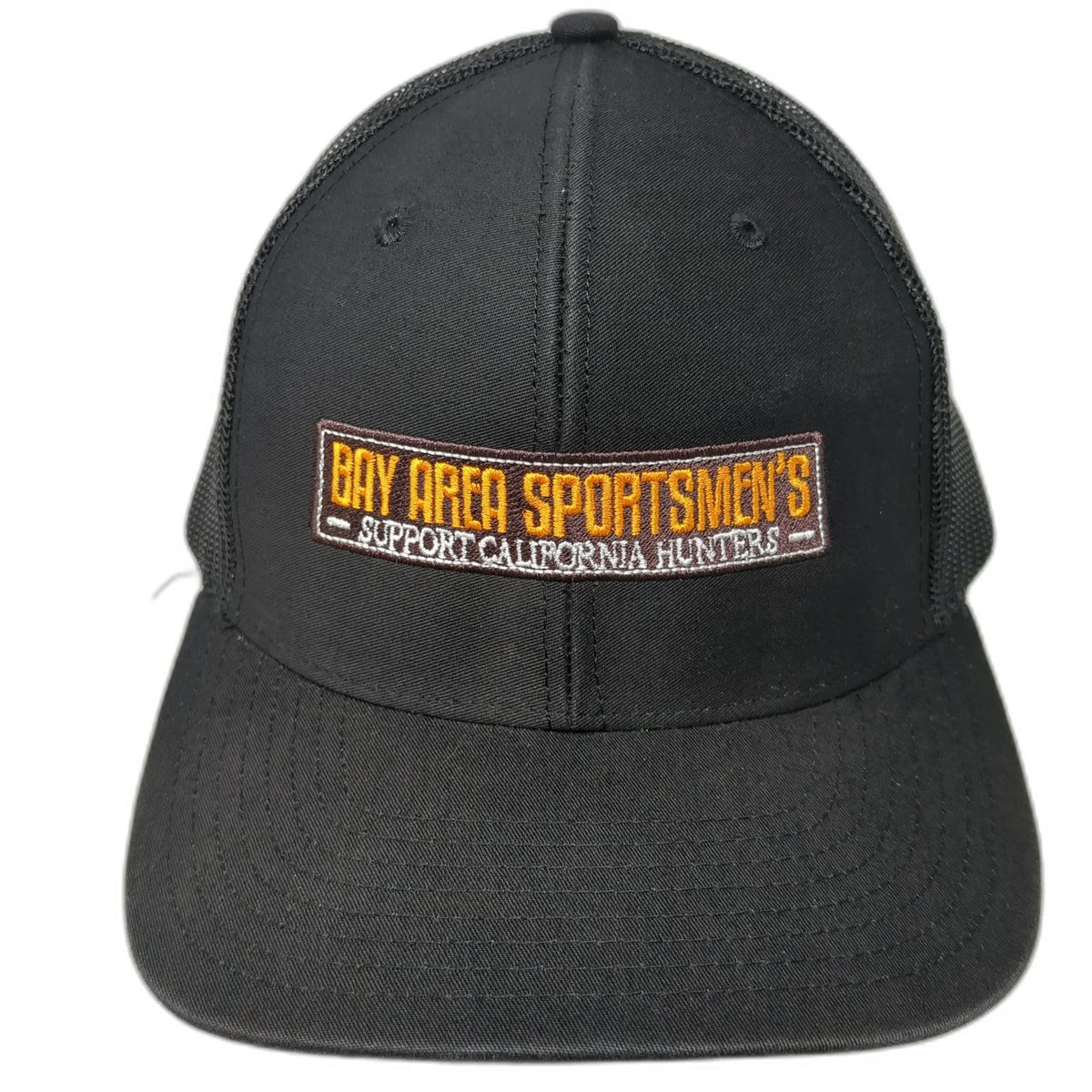 Richardson Trucker Hat Black One Size Bay Area Sportsmen's Hunters Mesh Patch