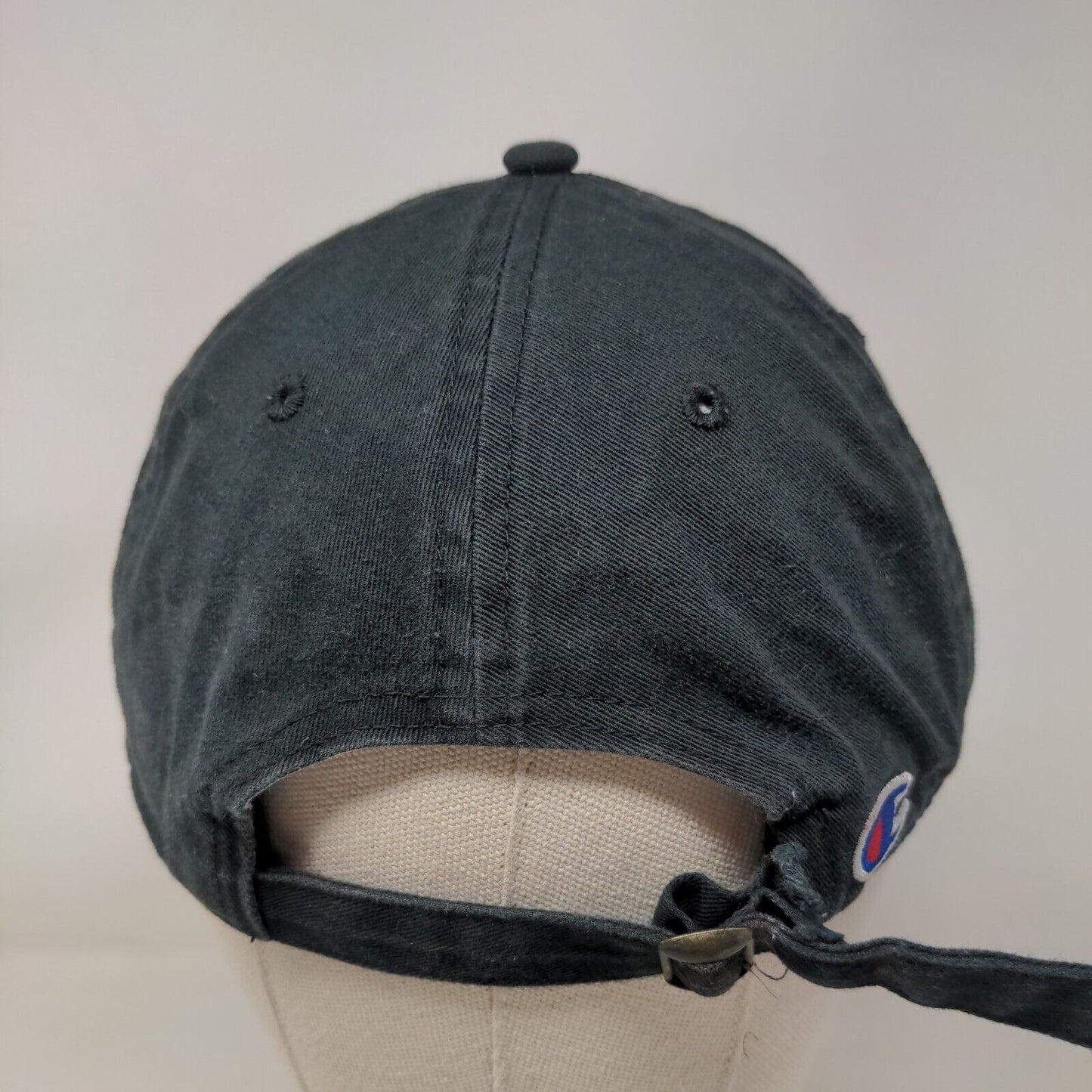 Champion Slideback Hat Black OSFA Adjustable Solid 6 Panel Vent Holes