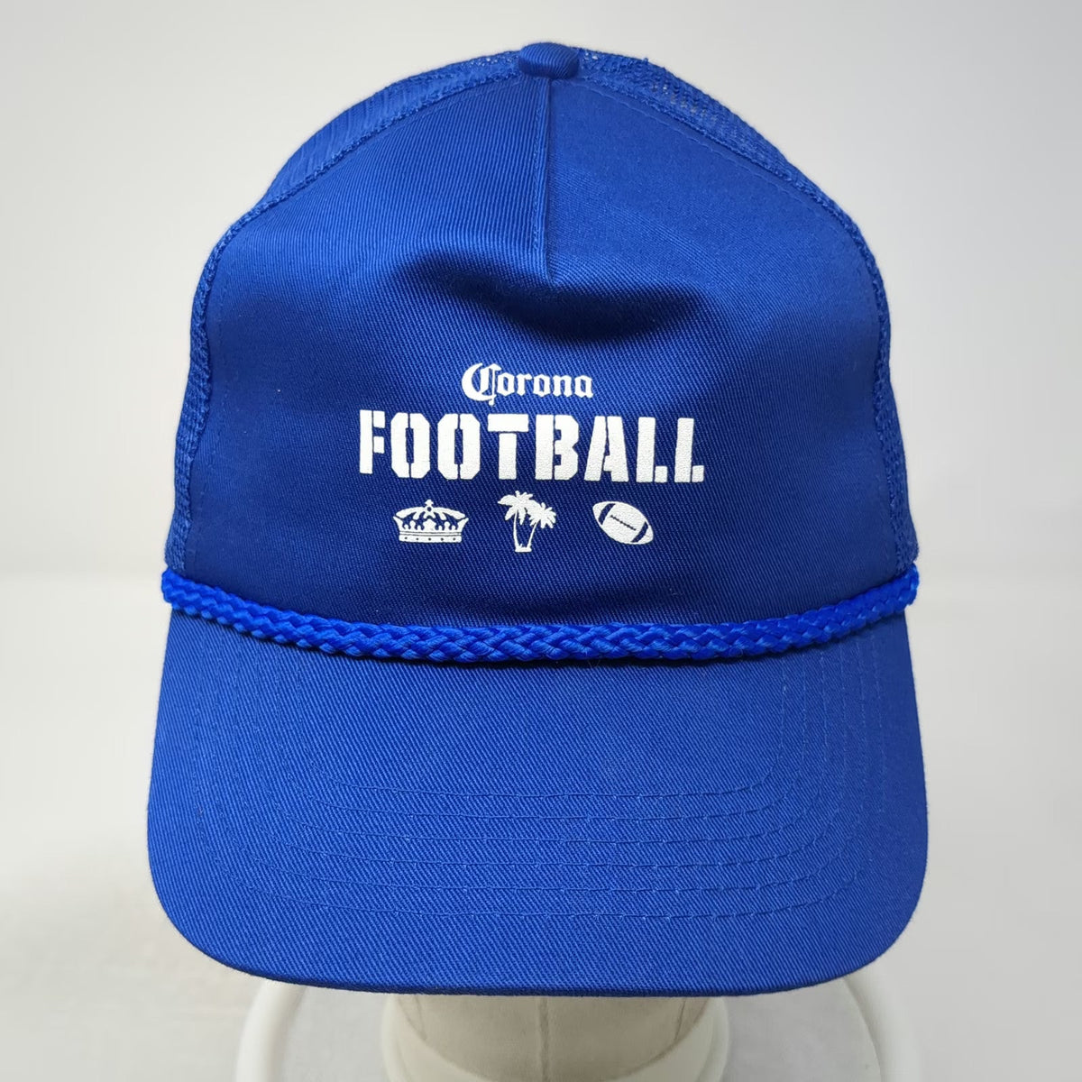 Port Authority Trucker Hat Blue One Size Corona Football Rope Mesh Snapback