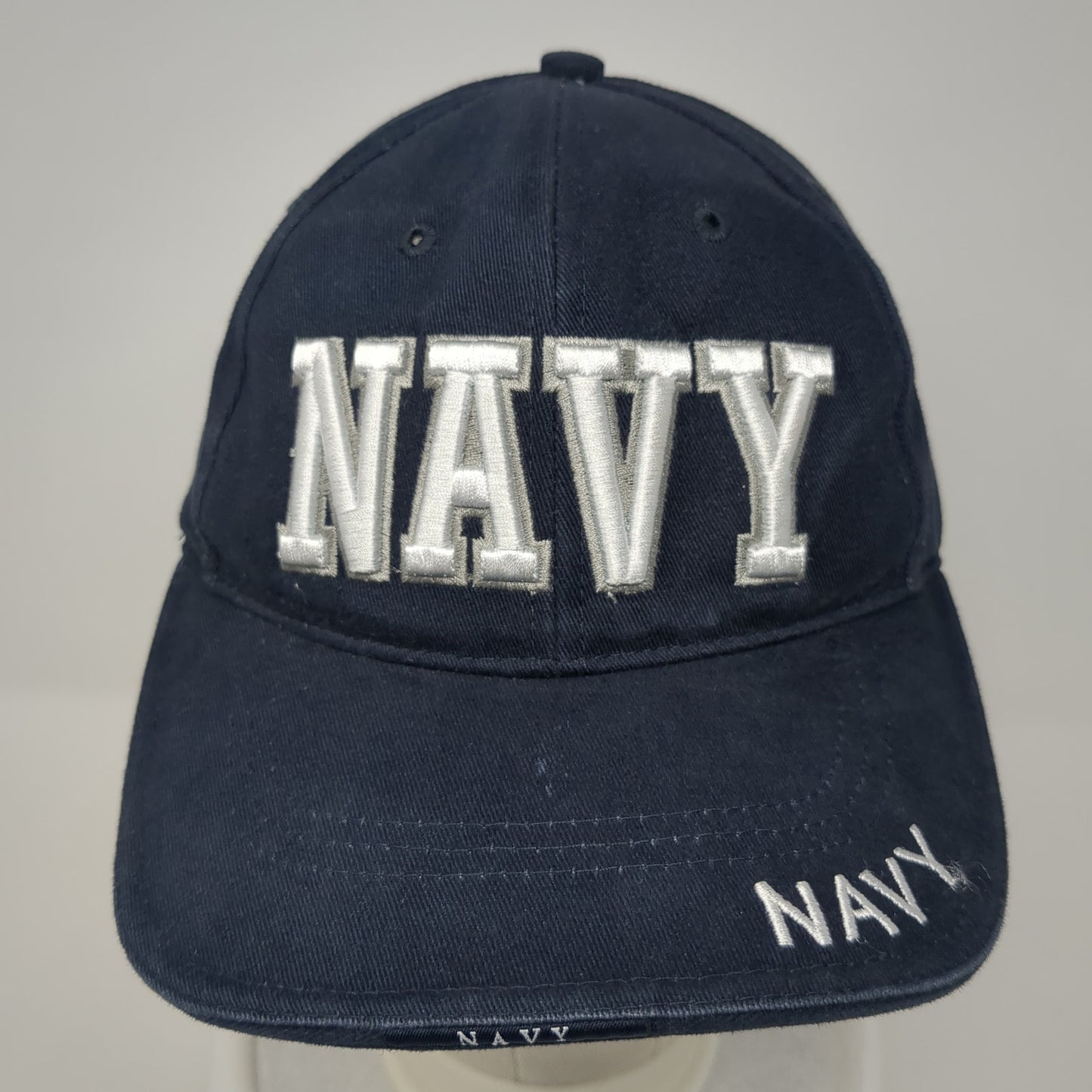 Navy Spell Out Strapback Hat Blue One Size Adjustable Embroidered Rothco