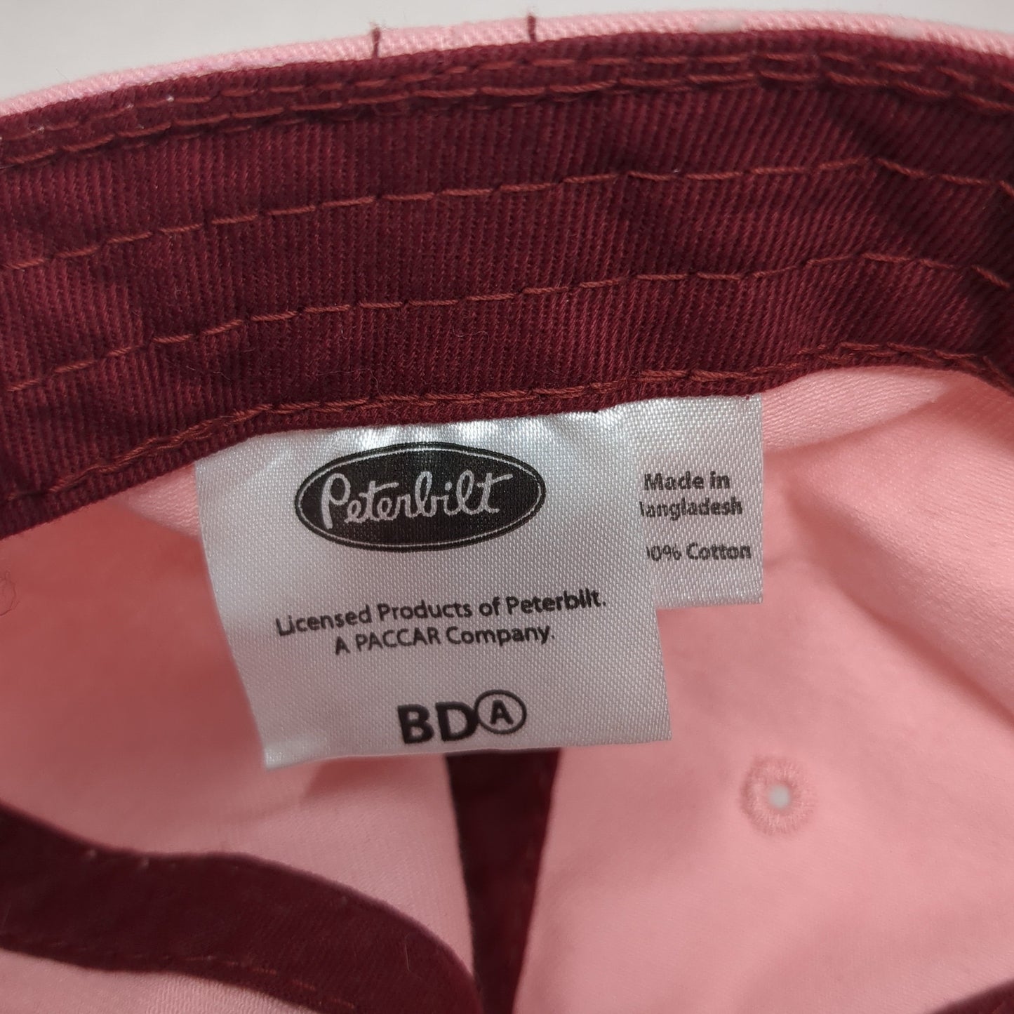 Peterbilt Class Pays Strapback Hat Pink One Size Adjustable Embroidered