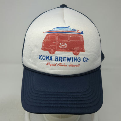 Kona Brewing Co. Trucker Hat Blue One Size Mesh Snapback Hawaii Surf Van Aloha