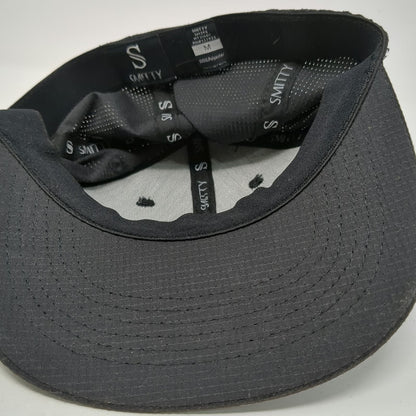 Smitty Baseball Cap Black M Fitted Hat Textured Polyester Performance Logo