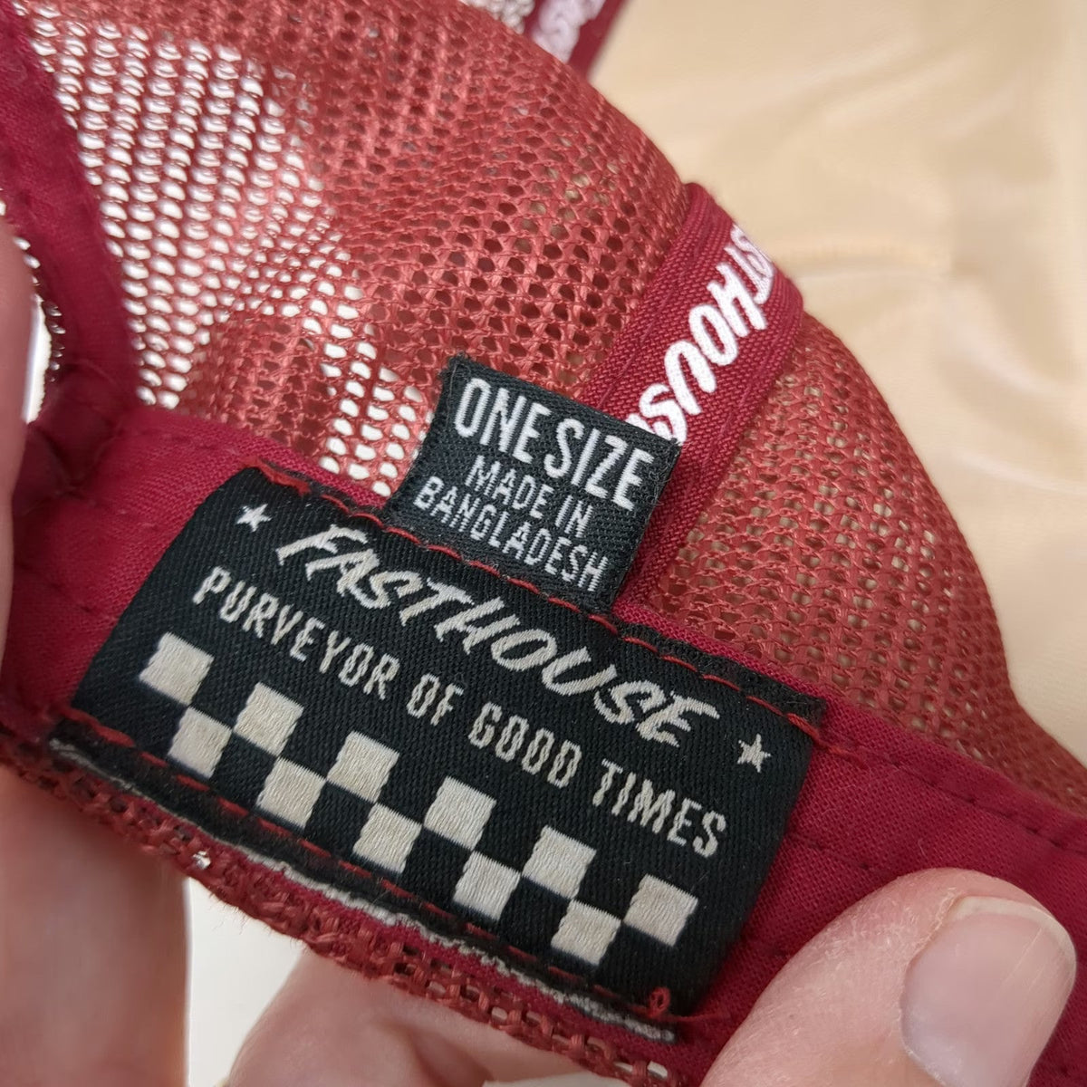 Fasthouse Trucker Hat Red One Size Moto Crew Mesh Snapback House of Good Times
