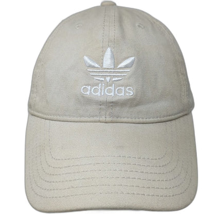 Adidas Baseball Cap Beige White One Size Trefoil Logo Slideback Pinstripe Hat