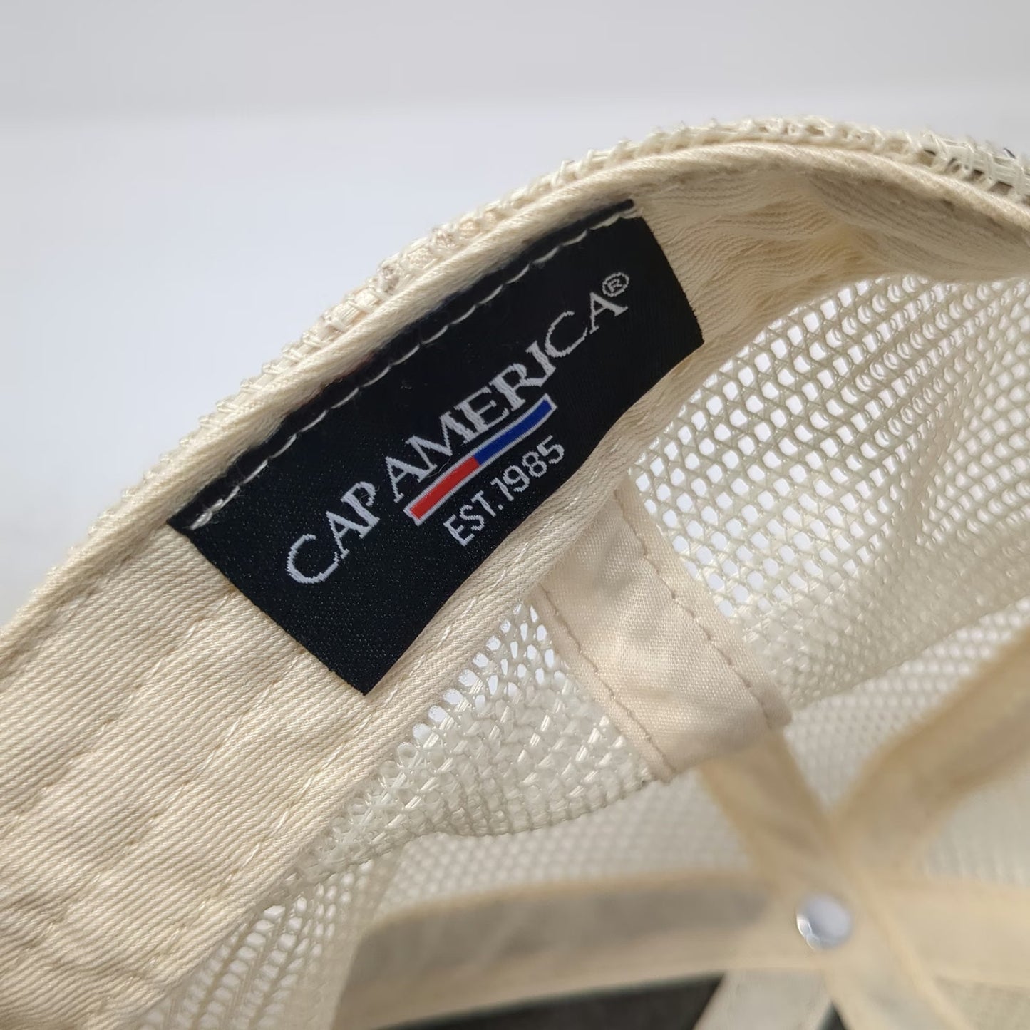 Cap America Trucker Hat Gray Beige One Size Abington Bank Logo Mesh Snapback
