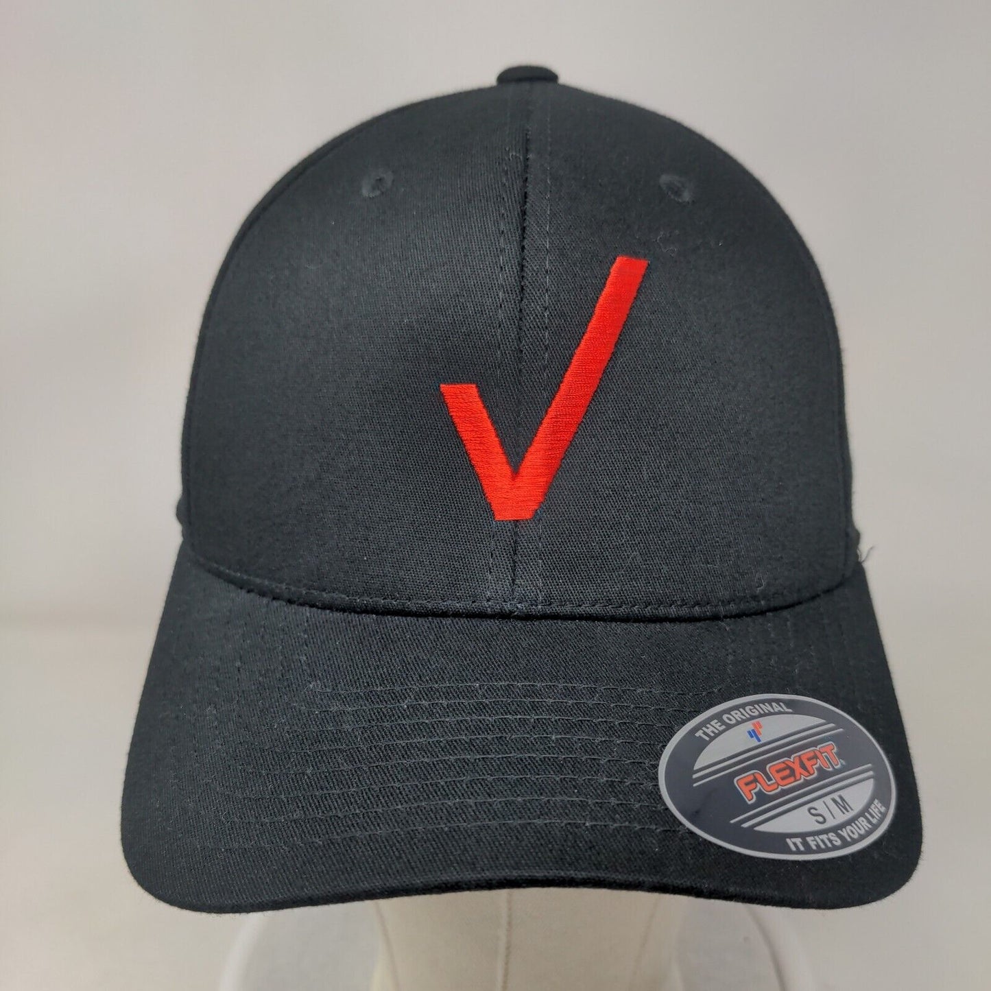 Flexfix Yupoong Fitted Hat Black Size S-M Embroidered Red Checkmark Logo