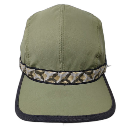 KAVU Baseball Cap Green M Strapback Patterned Webbing Nylon Made in USA Hat