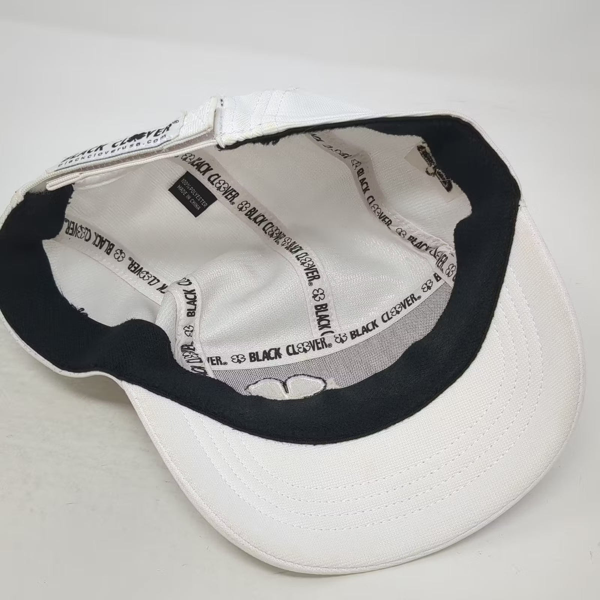 Black Clover White 5 Panel Hat One Size Live Lucky Embroidered Adjustable Cap